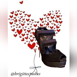 Sebastian Milano NWT Black Open Toe / Ankle Strap Heels Size 38